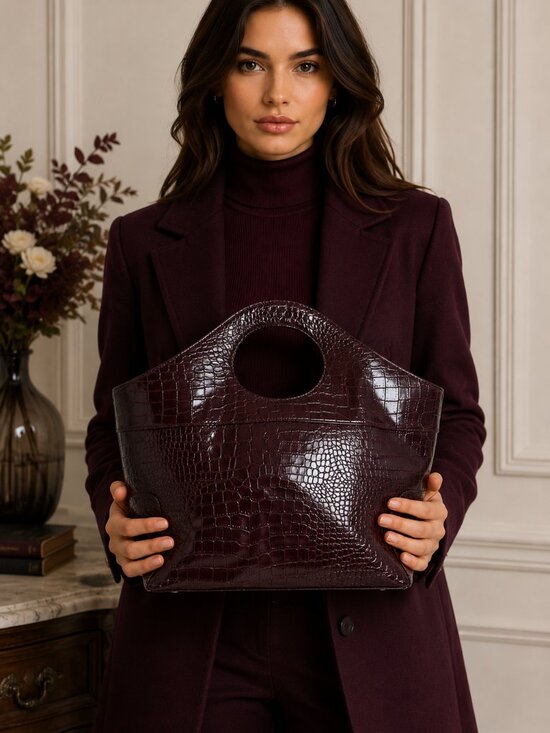 Unbranded Handbags - Faux Croc Leather Hobo Bag Mirrored Retro Shoulder Handbag Brown